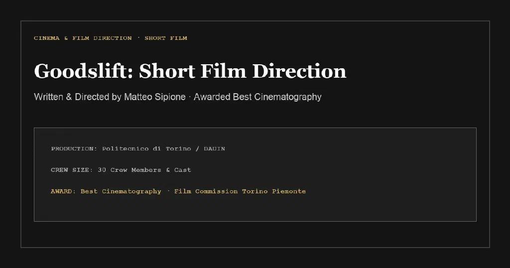 Interface screenshot from Goodslift: Short Film Direction
